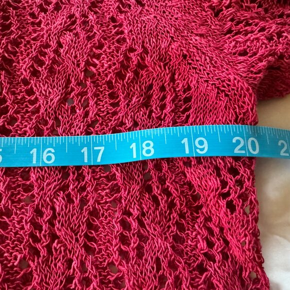 NWT Coldwater Creek Women’s Linen/Cotton Crochet Sweater Shrug, Raspberry PXL - Picture 6 of 10